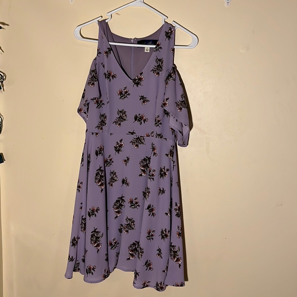 Purple off the shoulder dress